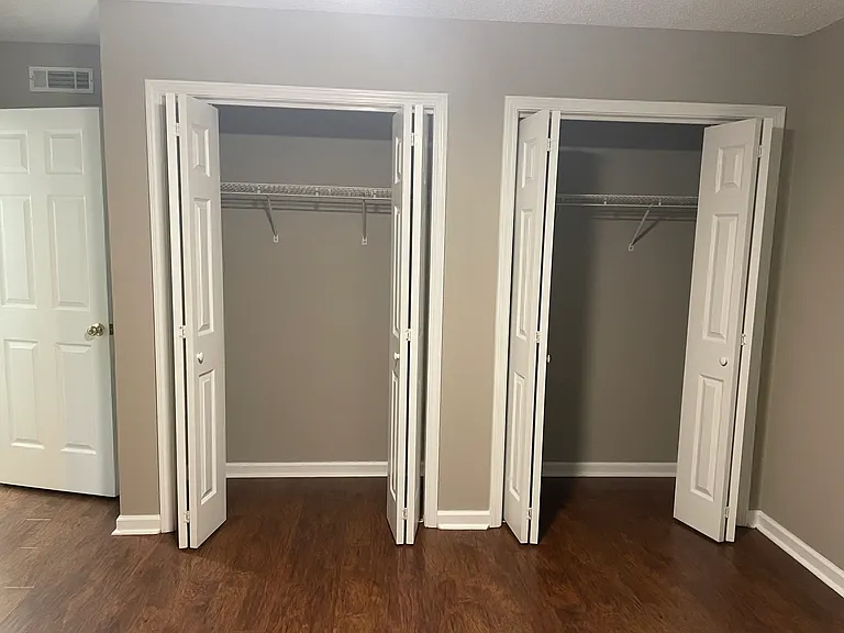 Double closet in master bedroom