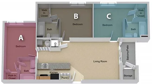 Floor plan By The Bed Pricing - Three Bedroom