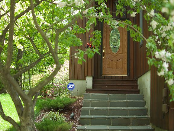 Slate steps and front door