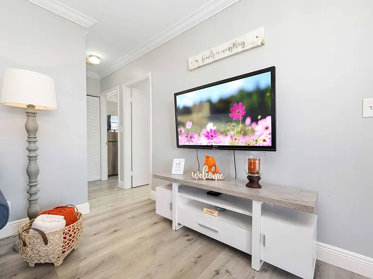 Smart Tv with apps (Netflix, Hulu, youtube, etc.) and broadcasts local channels.