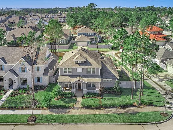 An elevated view of the property showing the private corner lot! Rockwell park is located close by to the rear of the home!