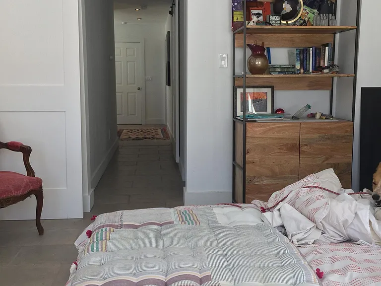 This is TV room with a king mattress.
I have it set up with a new Arhaus Sofa but will put in queen mattress if you need the bedroom.