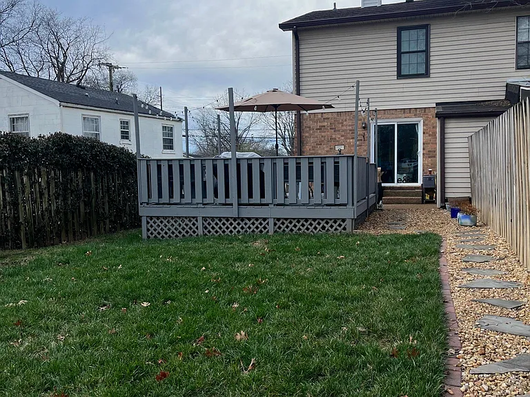 Fenced backyard.