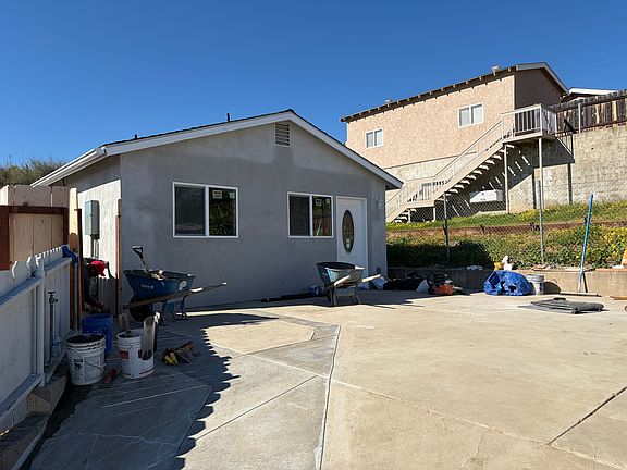 parking and patio area