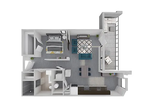 Floor plan A2 - 1 Bedroom 1 Bath