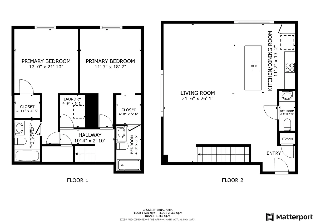 Floor plan 2 bed and 2 baths
