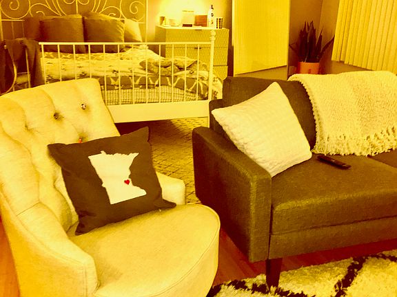View of Studio~ Shown as furnished for example only. This unit comes Unfurnished.