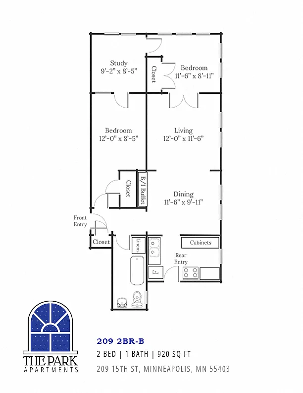 Floor plan 209 | 2BR-B and Den