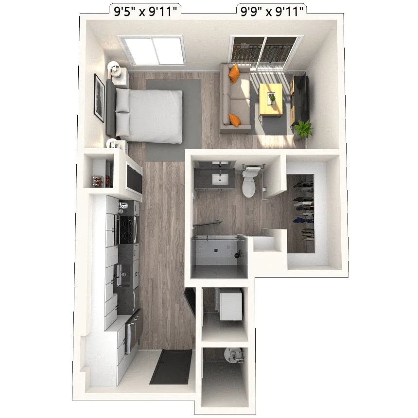 Floor plan S1 0x1 525 SF-FP