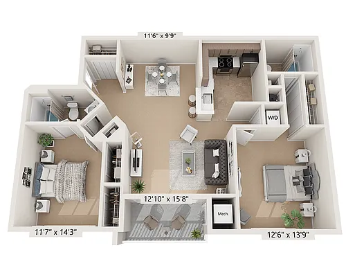 Floor plan B2B (2x2)