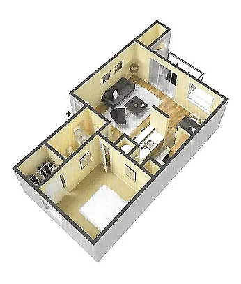 Floor plan One Bedroom One Bath Classic