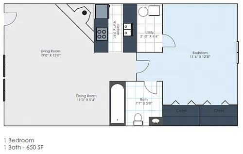 Floor plan 1 Bedroom Full Reno