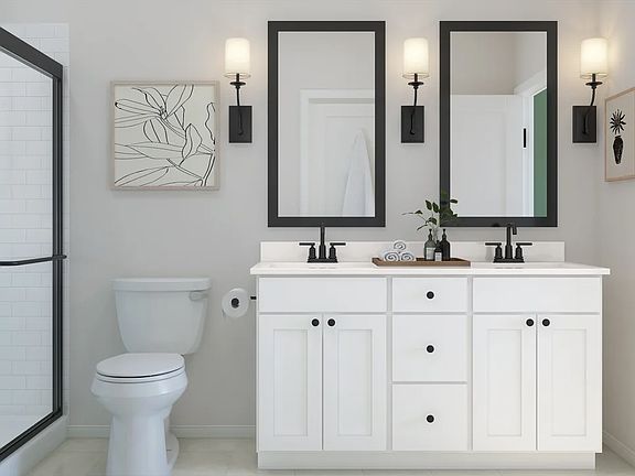 Freestanding vanity in primary bath - Artist Rendering
