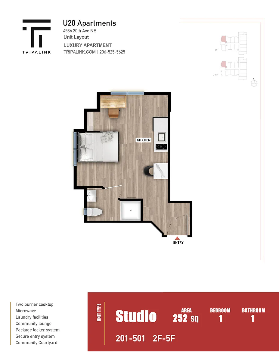 Floor plan Studio - 252 sqft