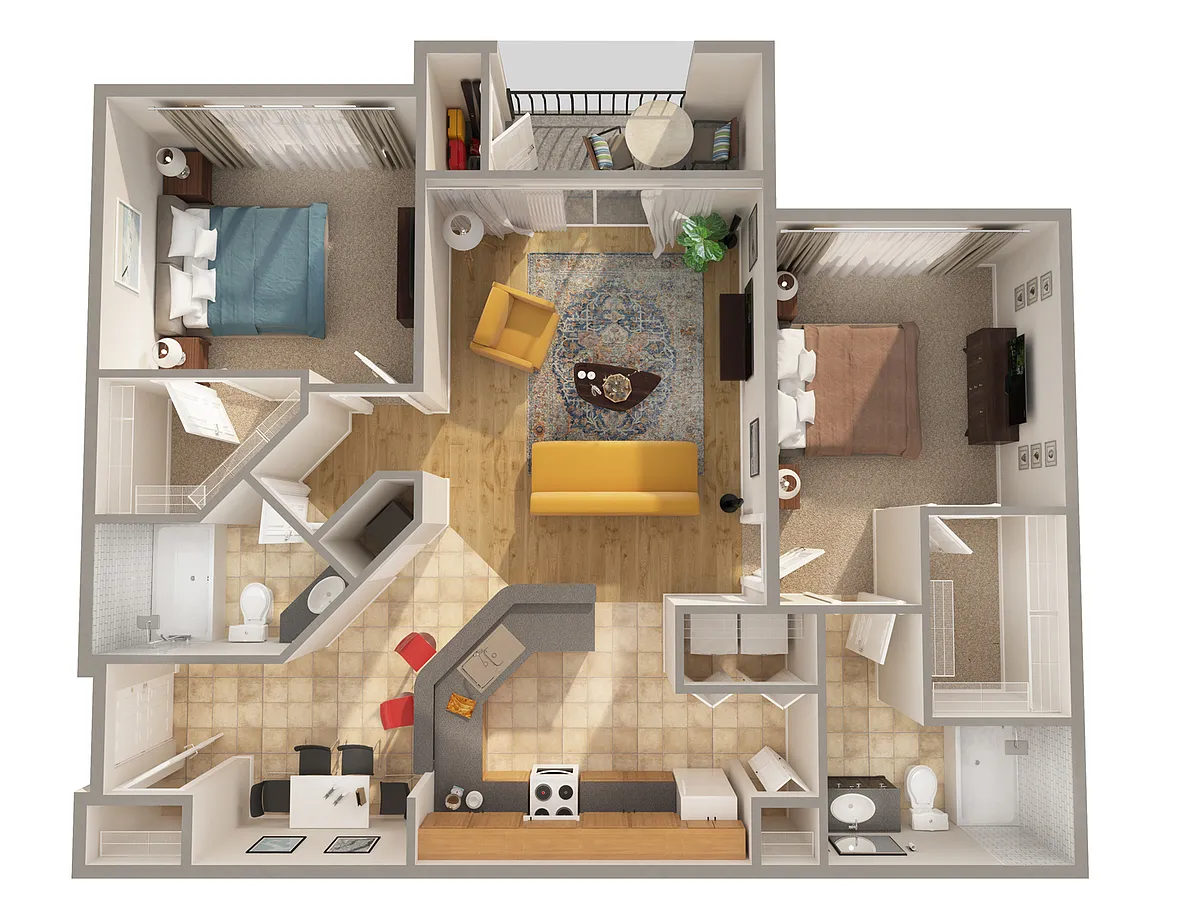 Floor plan Two Bedroom-B (Income Restrictions)