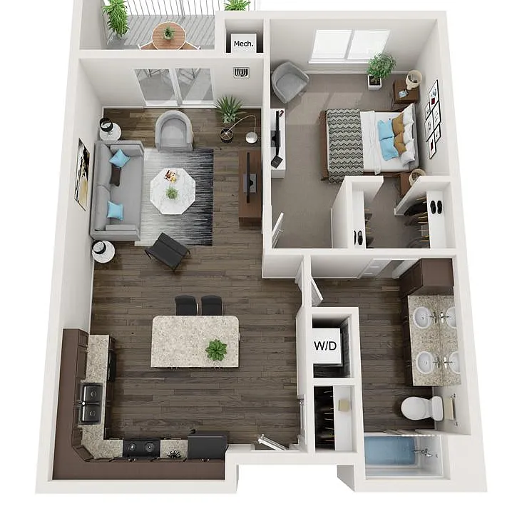 The Aspire: 1 bedroom, 1 bathroom with 755 Square Feet of Living Space
$955-$1090 Per Month
