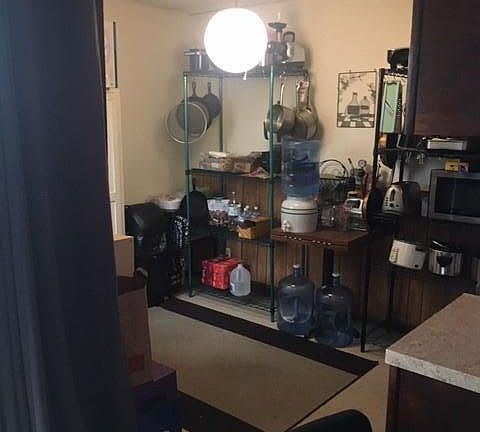 Dining room with large window over looking gardens