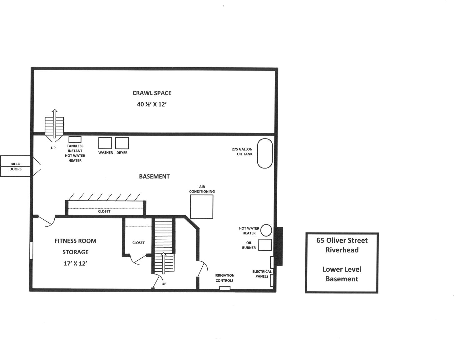 FLOOR PLAN - Lower Level - Basement, Laundry, Fitness & Utilities