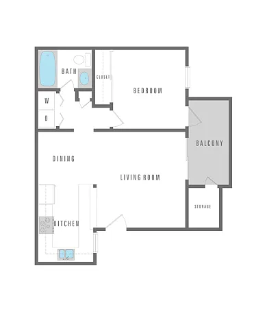 Floor plan 1 Bedroom 1 Bath