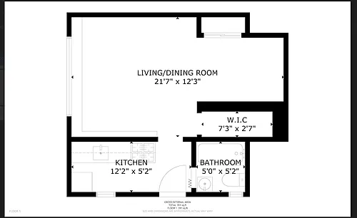 Floor plan Studio, 1 Bathroom