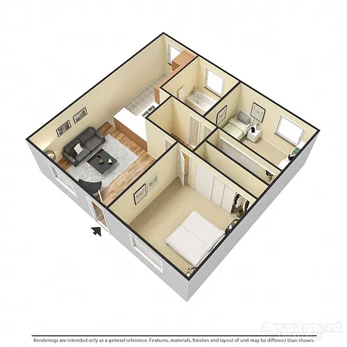 Floor plan 2 Bedroom 1 Bathroom
