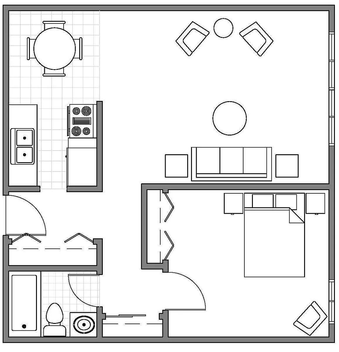 Floor plan One Bedroom Deluxe