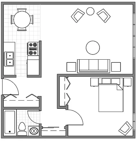 Floor plan One Bedroom Deluxe