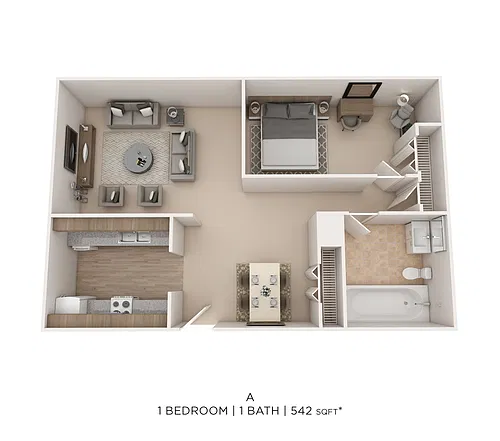 Floor plan One Bedroom - 542 sqft