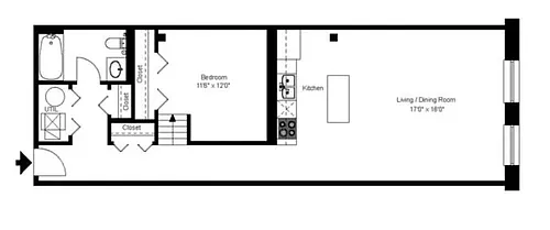 Floor plan 1 Bedroom - 1 Bathroom