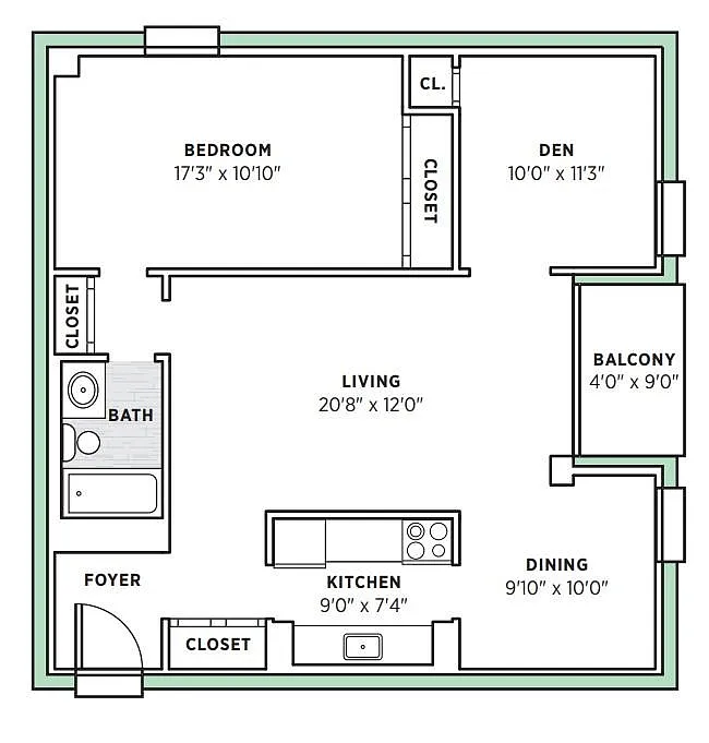 Floor plan 1B-E