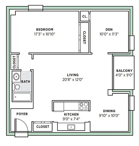 Floor plan 1B-E