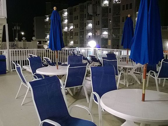 One sun deck at night
