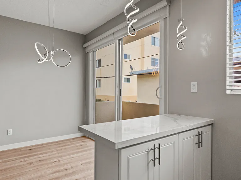 Kitchen and Dining Space with Countertop Bar