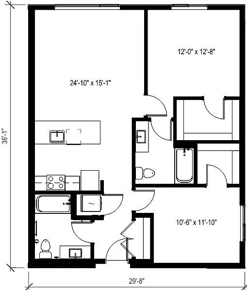 Floor plan 2 Bed/2 Bath-B7.2