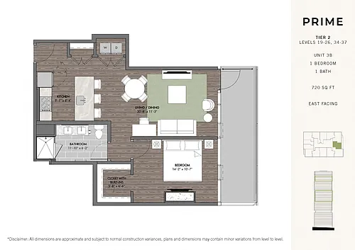 Floor plan Prime One Bedroom Stack 03