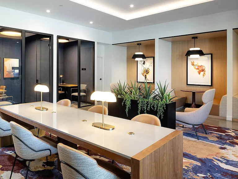 Work lounge with private work pods