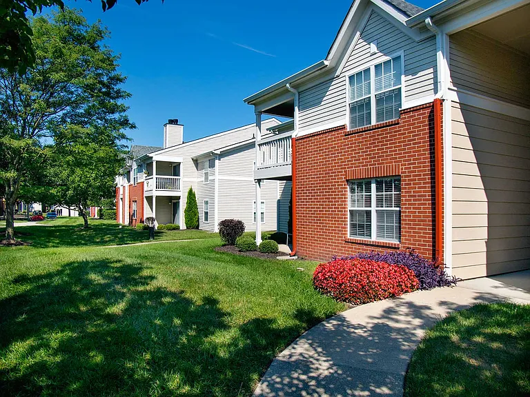 Building exterior with beautiful landscaping
