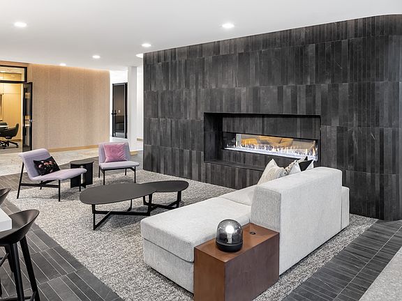 3rd Floor Lounge with kitchen and fireplace