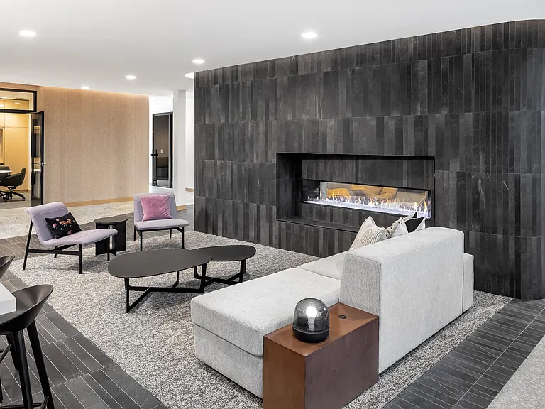 3rd Floor Lounge with kitchen and fireplace