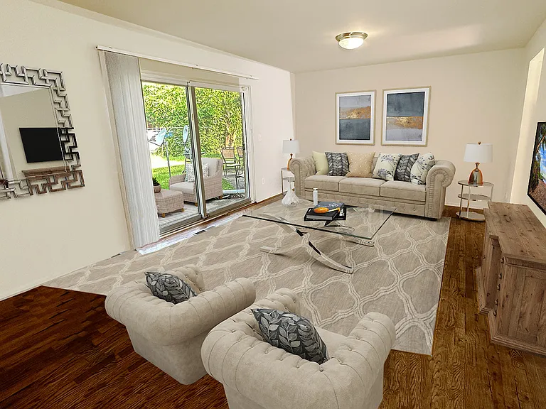 Easy care wood plank vinyl flooring, large doorwall, upgraded kitchen and bath and we're pet friendly too.