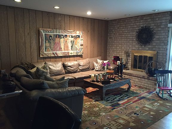 Family room with fireplace and 47" flat screen