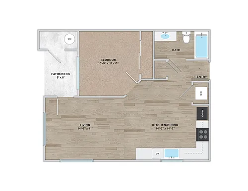 Floor plan MARIGOLD 1 BDRM 1 BATH