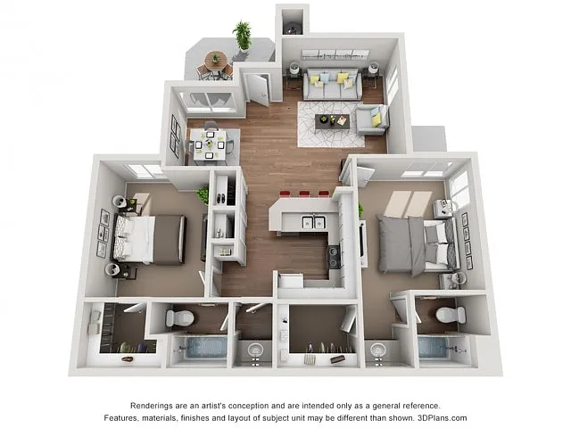 Floor plan Two Bedroom Two Bath