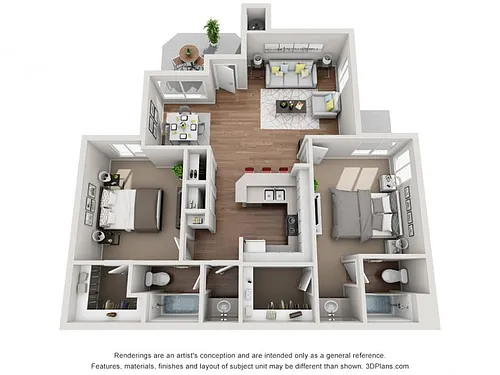 Floor plan Furnished Two Bedroom w/ WIFI