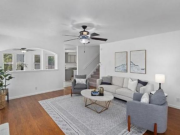 Living room, stairs to bedrooms.