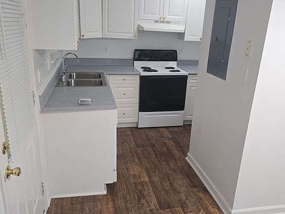 View of kitchen from dining area.