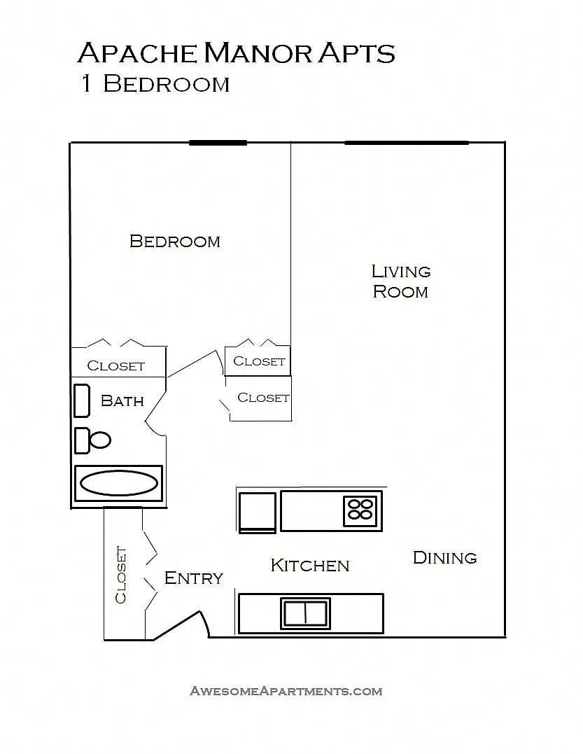 Floor plan Renovated 1 Bedroom 1 Bath