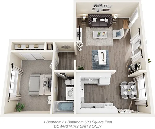 Floor plan 1 bed 1 bath