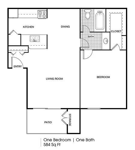 Floor plan 1 bedroom 1 bath