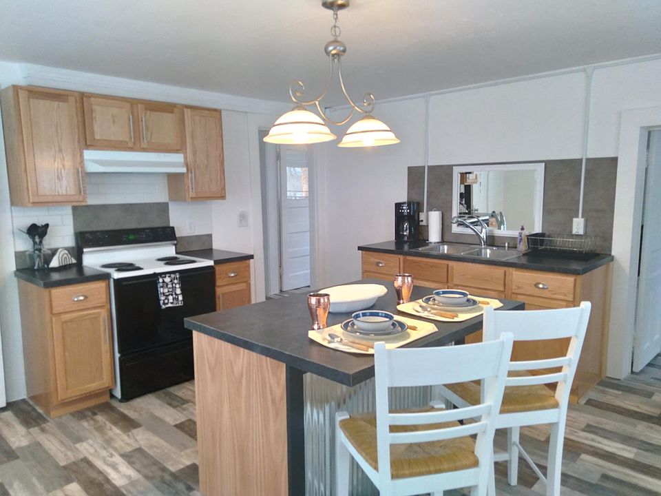 Large eat in kitchen with island.